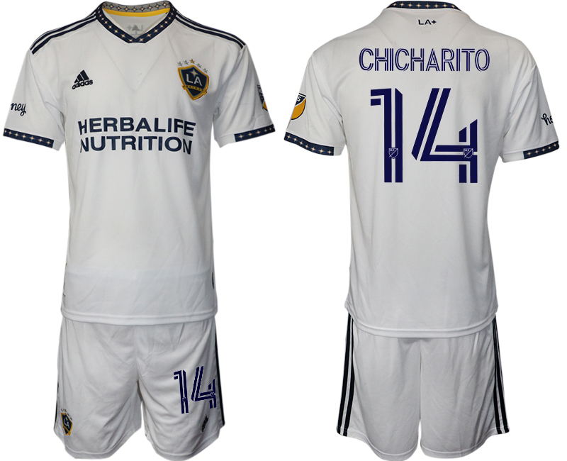 Men 2022-2023 Club Los Angeles Galaxy home white #14 Adidas Soccer Jersey->youth soccer jersey->Youth Jersey